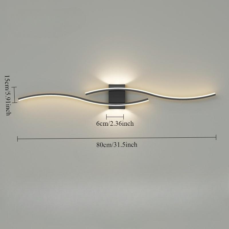 Modern LED Wall Light with Remote Control, Dimmable S-Shaped Design, 60/80cm Wall Mount Lamp for TV Background, Bedroom, Hallway Decor, Home Lighting, Decorative Lighting, LED Ambient Light