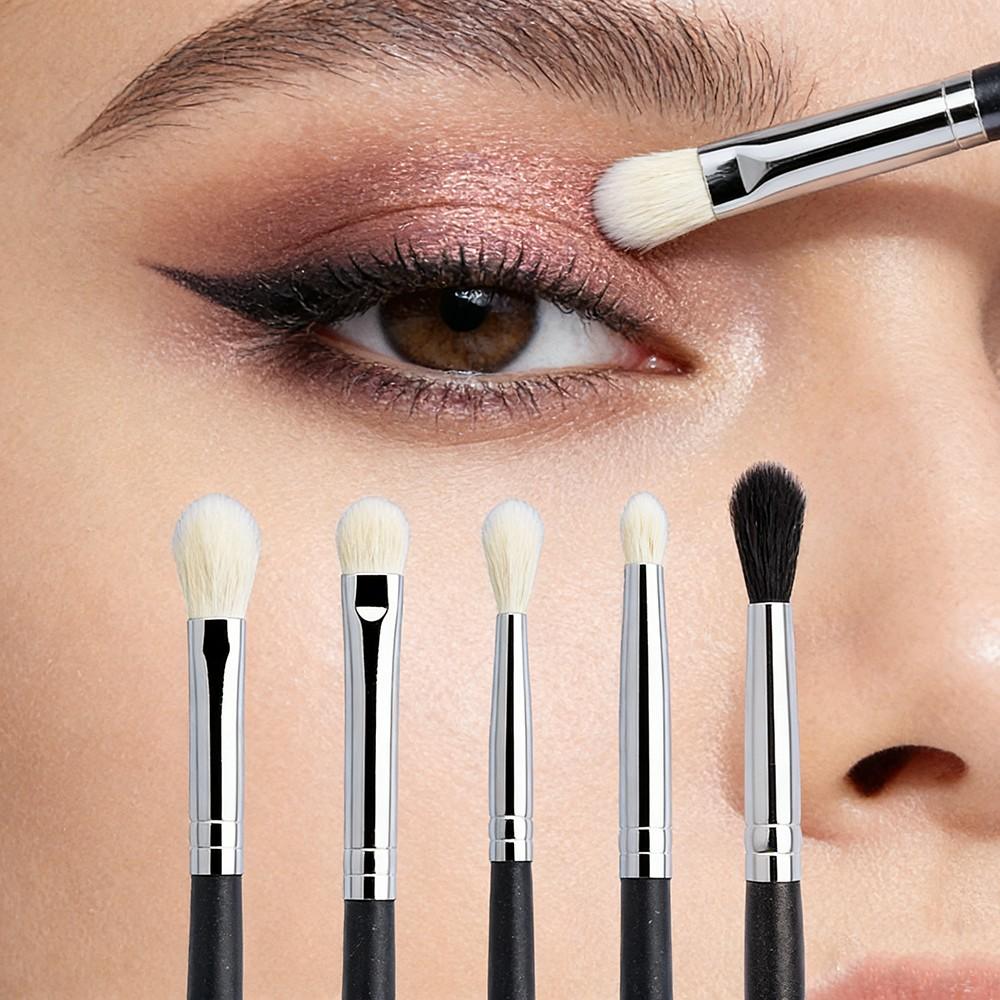 5pcs Makeup Eyeshadow Brushes, Flat Eye Shadow Shader, Crease Blending Brushes, Goat Hair, Liquid Cream Powder, Make Up Tool
