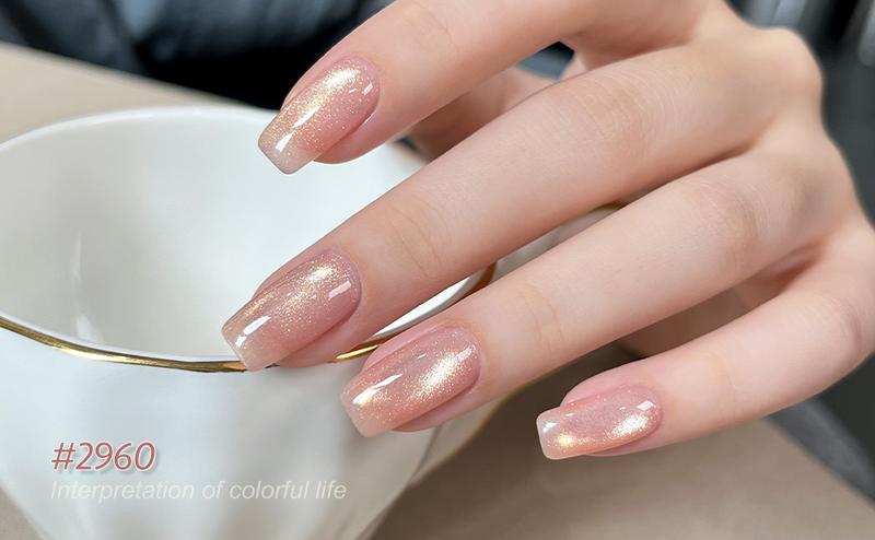 GAOY Rustic Amber Cat Eye Gel Nail Polish Set with Magnet for Sparkling Maillard Effect, Caramel Amber Glitter Nail Art, Long Lasting Gel for Home & Salon Manicure