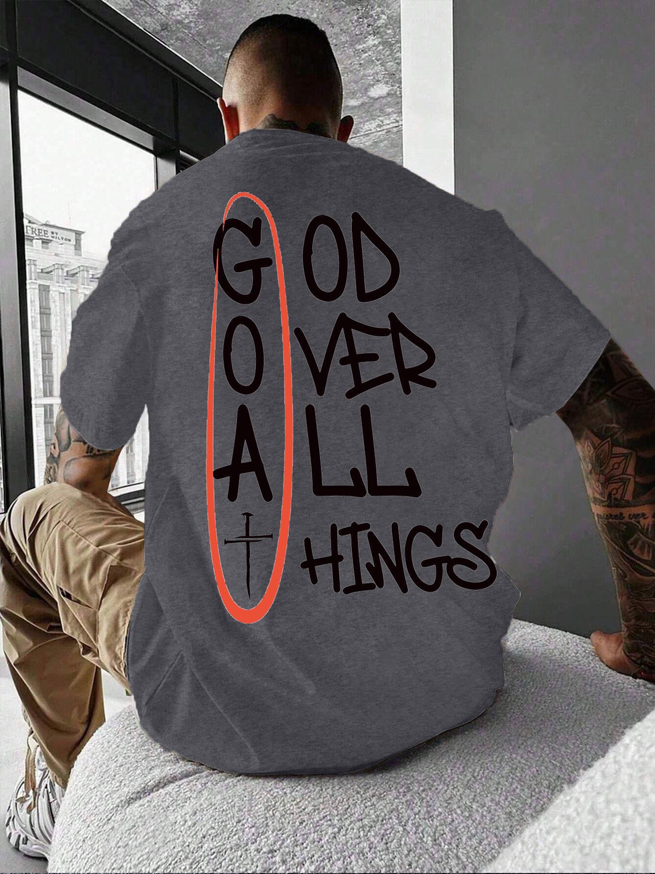 Men's Letter Print Round Neck Tee, Loose Street Fashion Short Sleeve T-shirt for Daily Wear, Casual Comfy Top for All Seasons