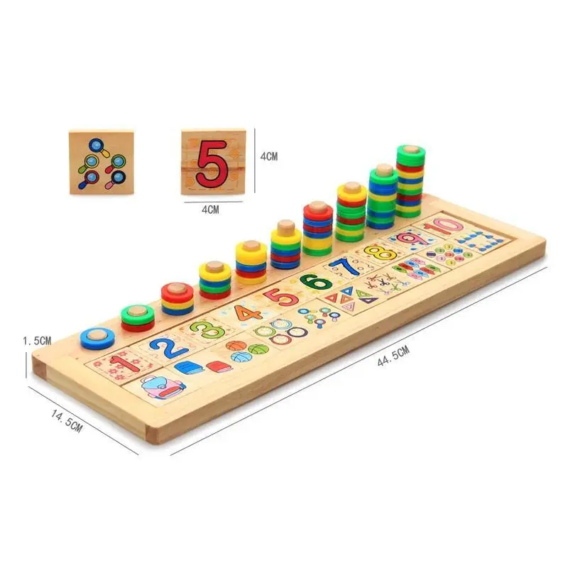 Wooden Donuts Logs Boards Math Teaching Aids for Kindergarten Early Years, Unisex Educational Counting Toys for Childhood Learning, Classic Toy