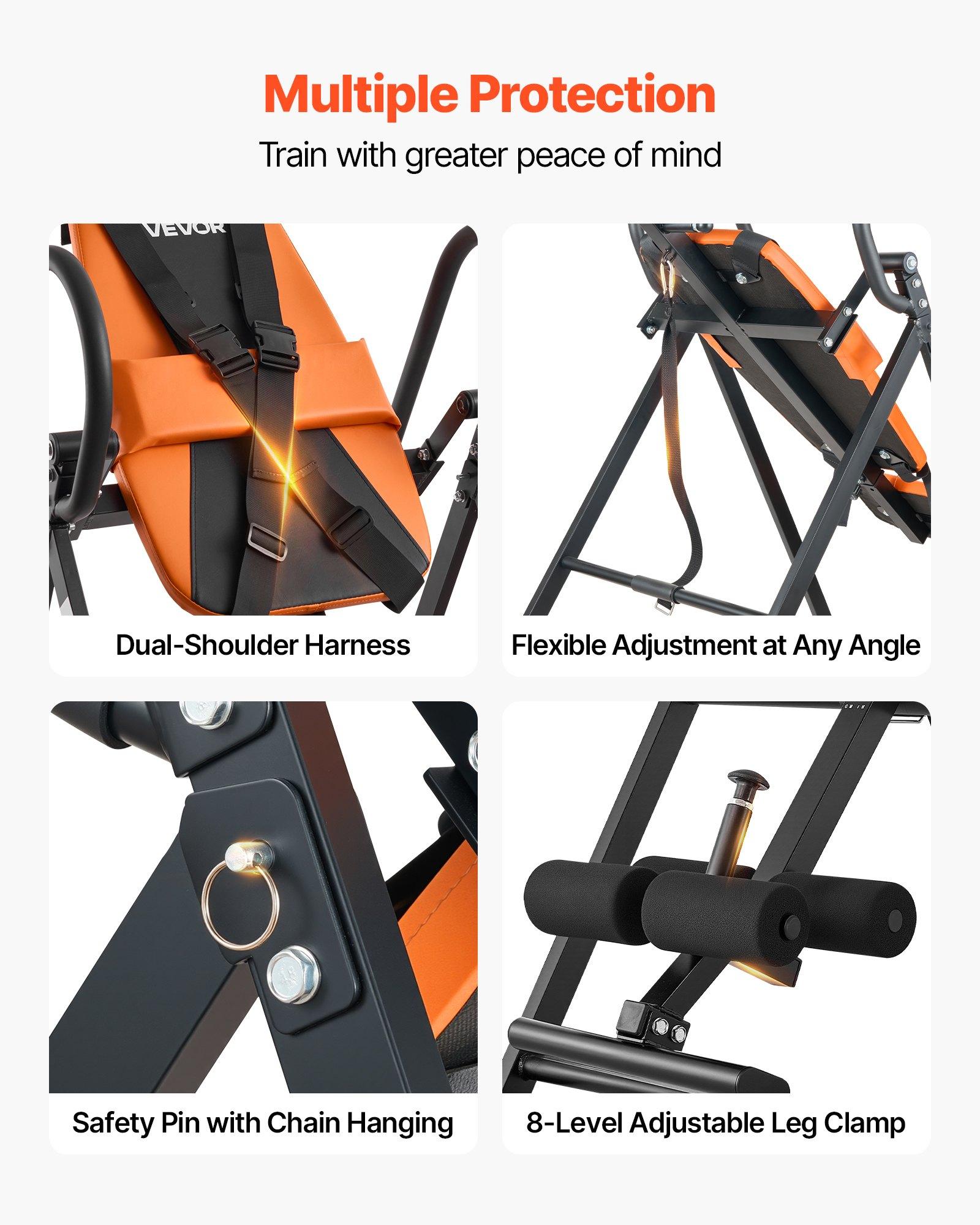 VEVOR Inversion Table, 300 lbs Capacity Heavy Duty Back Inverter Stretcher, Inverted Table with Dual-Roller Locking, Decompression Tables for Shoulders, Neck, Back, Multi-Angle Adjustable Tether Stra VEVOR Inversion Table, 300 lbs Capacity Heavy Duty Back Inverter Stretcher, Inverted Table with Dual-Roller Locking, Decompression Tables for Shoulders, Neck, Back, Multi-Angle Adjustable Tether Stra