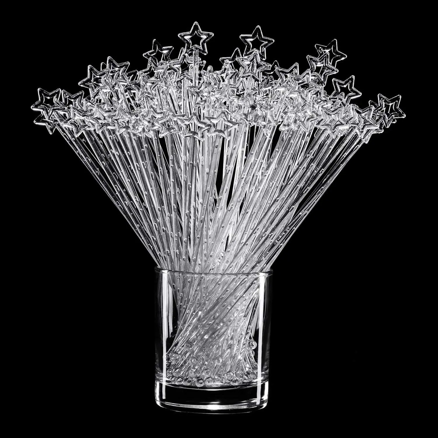 100 Pieces 9.1 Inch Clear Star Swizzle Sticks Disposable Cocktail Stirrers Crystal Coffee Stir Sticks