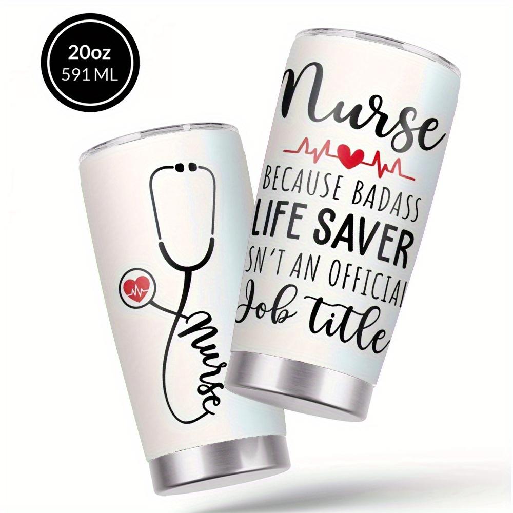 SAXUMOUT Humorous Nurse Design Coffee Mug, 304 Stainless Steel Insulated Tumbler with Lid & Straw, Beverage Container & Travel Cup for Hot & Cold Drinks, 20oz Camping Drinkware, Ideal Gift for Birthday, Holiday, Parties, Nurse Day, Thanksgiving, Christmas