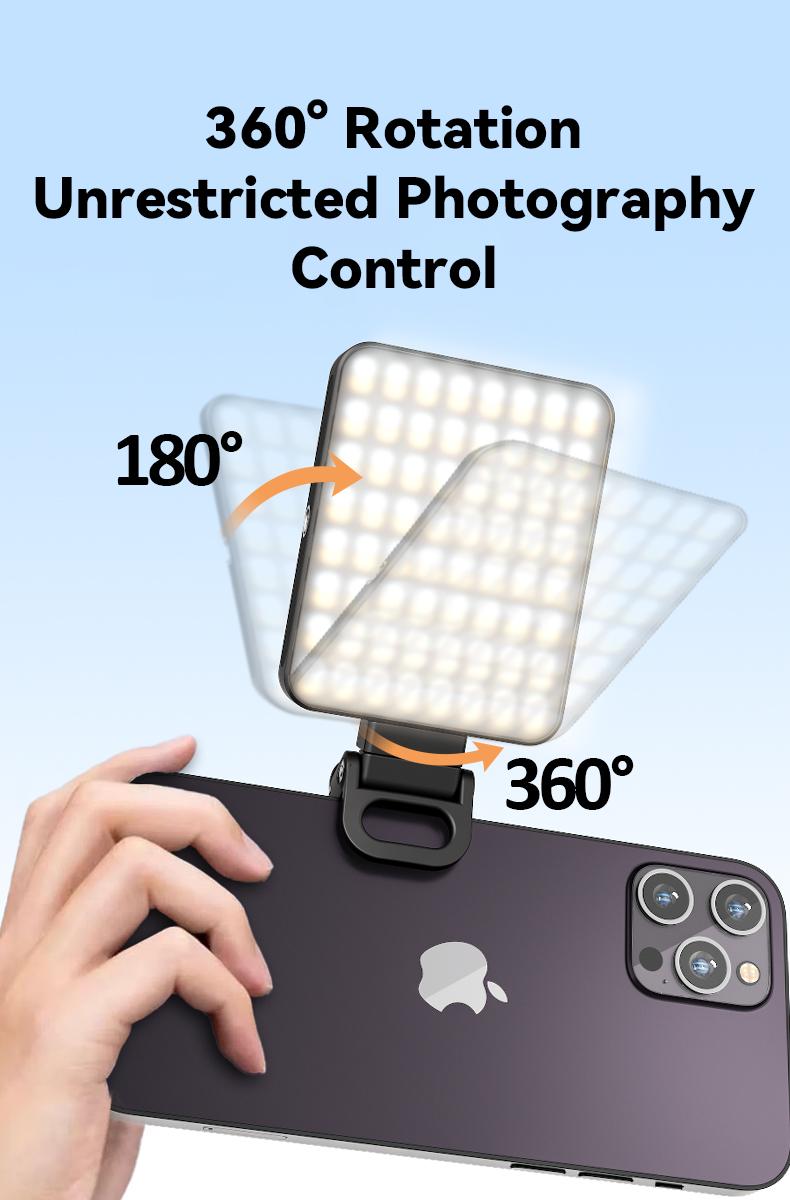 EMEET XJ77 Magnetic Video Light, 3 Color Modes and 10 Brightness Levels, 2000mAh Portable Camera Light 4W Output Power, LED Video Light Panel, 3000-6500K 128 LED Beads for TikTok, Content Creator, Photographer portable light