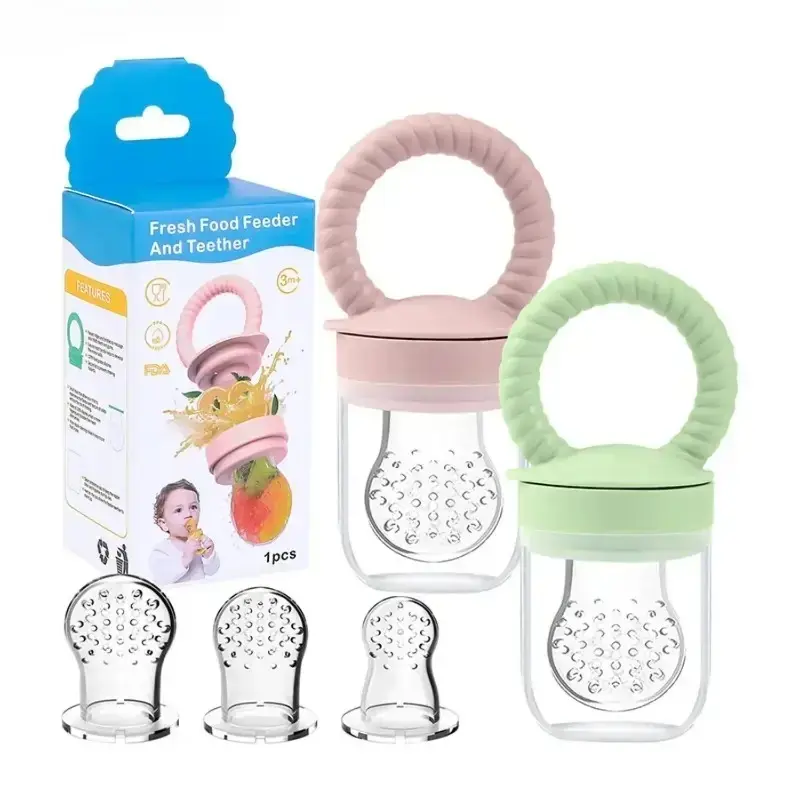 Infant Fruit Feeder Pacifier, Wide‑Mouth Food‑Grade Silicone Teether for Gum Soothing Relief & Baby Self‑Feeding, BPA‑Free PVC‑Free  >