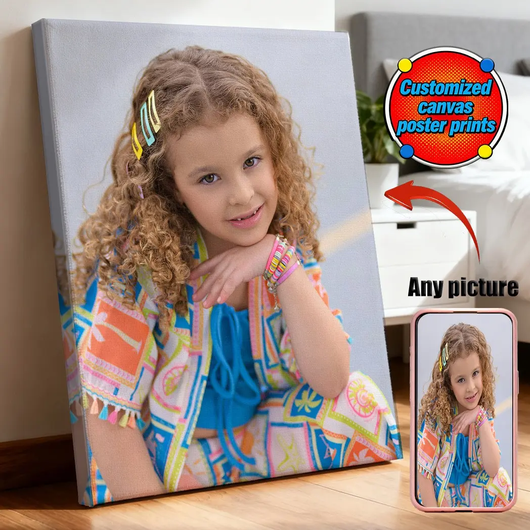 Custom Photo Canvas Prints - Personalized Picture Upload for Birthdays, Christmas Gifts, Framed Wrap-Around Wall Decor for Home & Office, Modern Bedroom Decoration