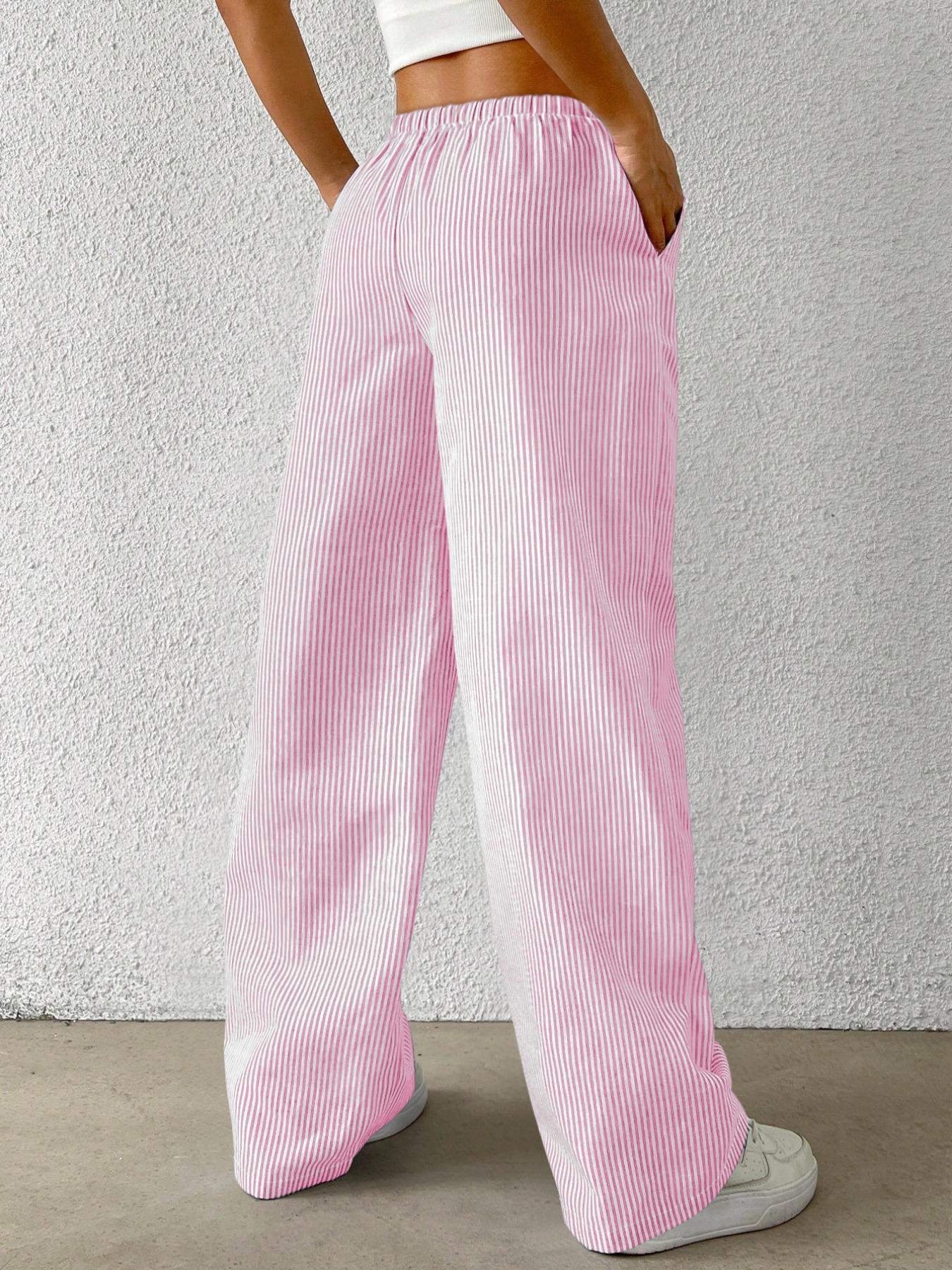 Women's Striped Print Loose Pants, Casual Comfy Wide Leg Trousers for Summer, Women's Bottoms for Daily Wear, Wideleg Womenswear, Lady
