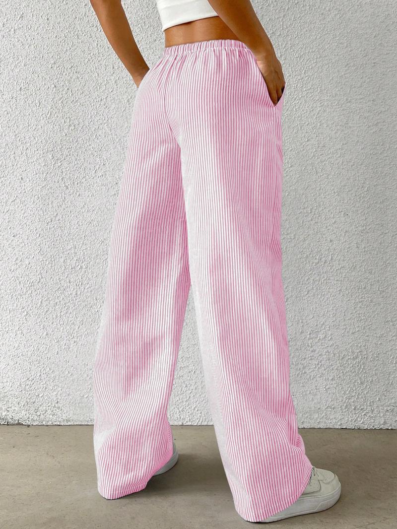 Women's Striped Print Loose Pants, Casual Comfy Wide Leg Trousers for Summer, Women's Bottoms for Daily Wear, Wideleg Womenswear, Lady