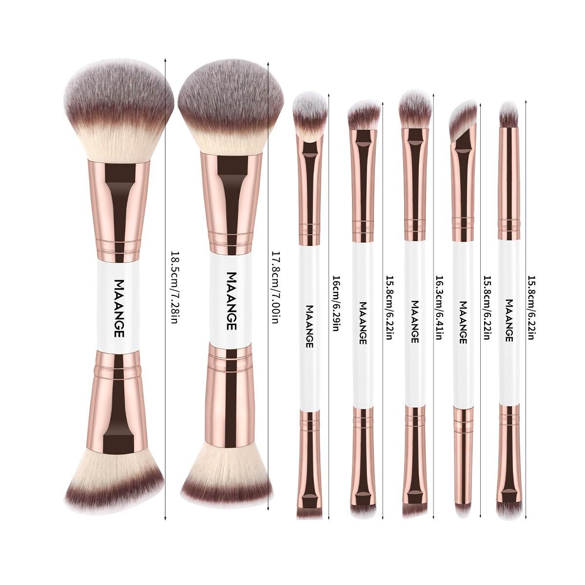 Maange 7-Piece Makeup Brush Set, Cosmetic Brushes, Foundation Brush, Blush Brush, Loose Powder Brush, Eyeshadow Brush, Concealer Brush, Ideal for Home and Travel