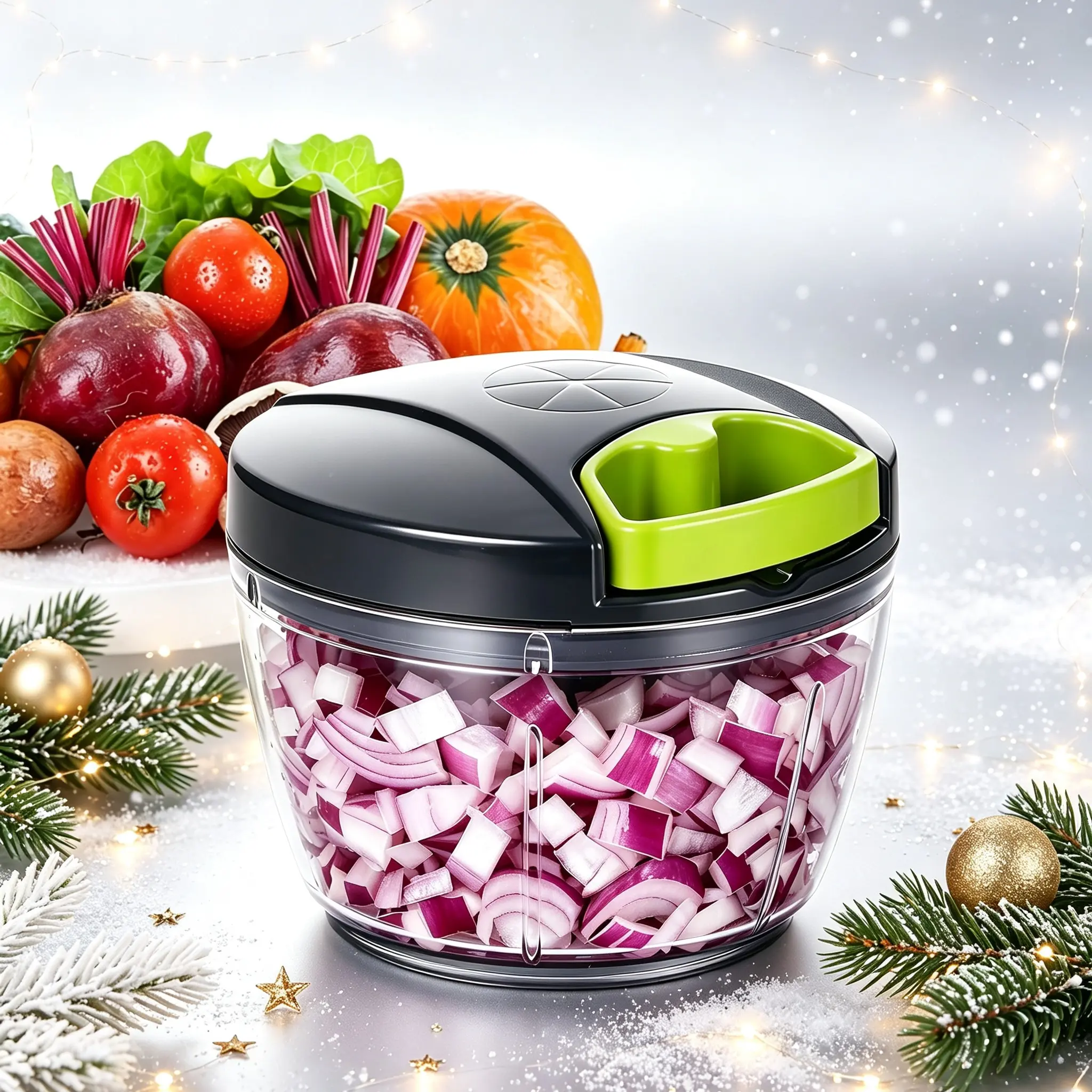 Handheld Vegetable Chopper, Portable Manual Food Grinder, Compact Onion and Garlic Chopper, Portable Manual Food Grinder, Ideal for Onions, Chili Peppers, Ginger, Nuts, Herbs, and Vegetables, Multifunctional Food Chopper, Christmas Gift.