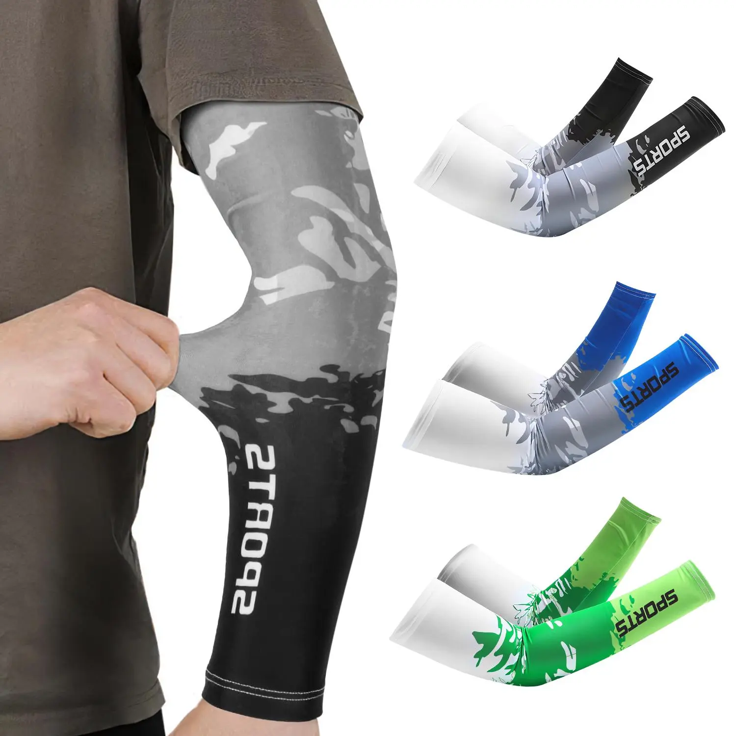 Blocking Outdoor Arm Sleeves for Summer Heat,Gradient Camo Sports Arm Covers, Outdoor Arm Sleeve, Cooling Arm Sleeves, Garden Arm Sleeves