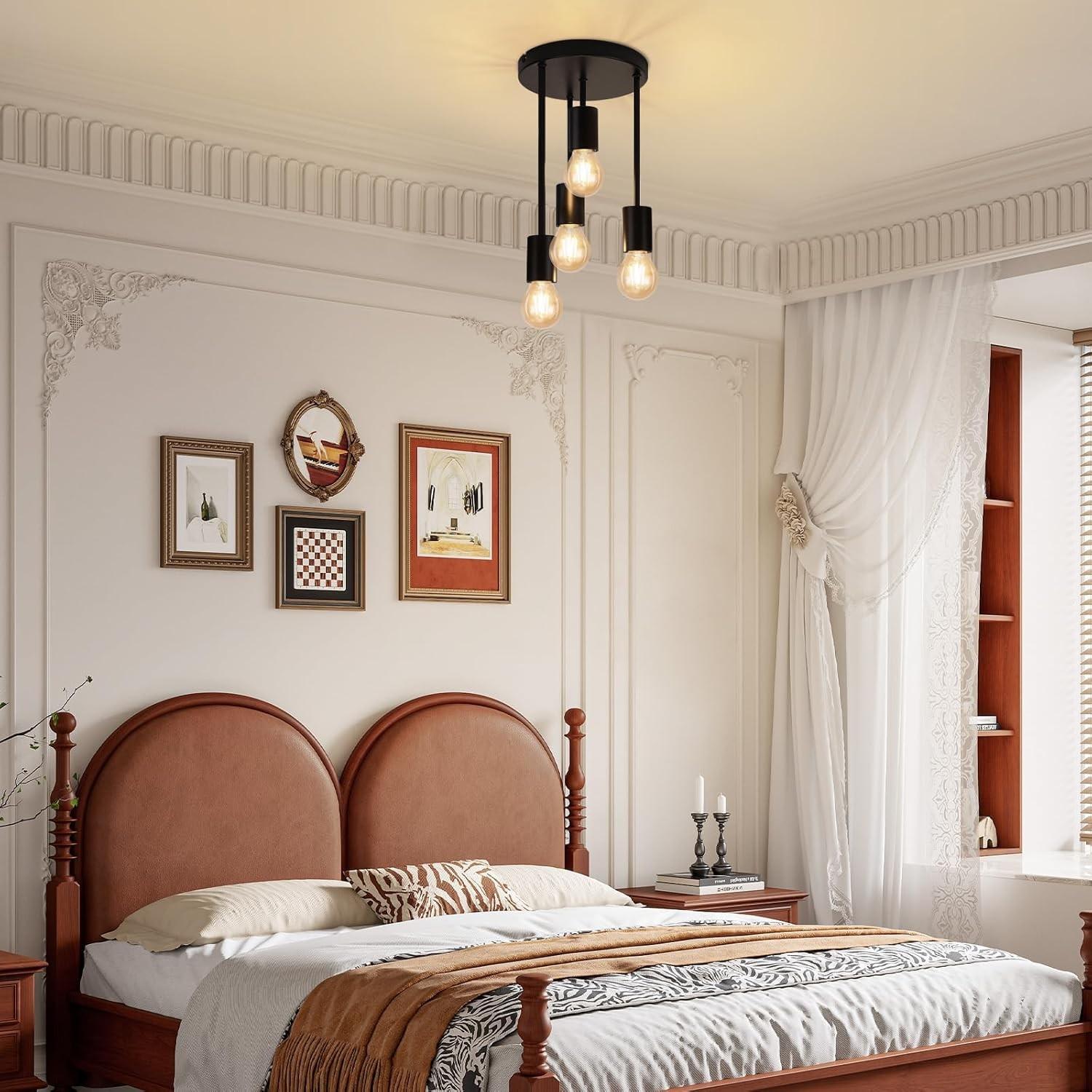 Nordic Industrial Style Four-Arm Ceiling Pendant Light, E27 Socket, 60w, European Home Commercial Lighting (bulb Not Included)