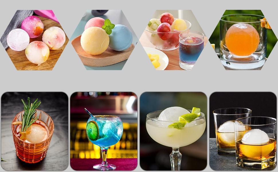 Premium Silicone Ice Ball Mold Ice Ball Making Mold Crystal Clear Ice Balls for Whiskey, Cocktails and Bourbon, Easy to Disassemble Ice Ball Mold, Easy Release and No Leaking Design, Christmas Holiday Party Gifts