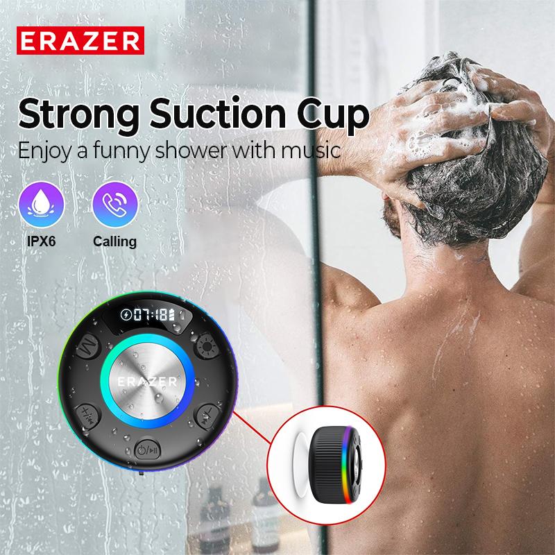 ERAZER XM102 Waterproof Shower Bluetooth Speaker Portable Wireless Speaker with Suction Cup IPX6 Waterproof Speaker Suitable for home/party/outdoor/beach, electronic products, birthday gifts