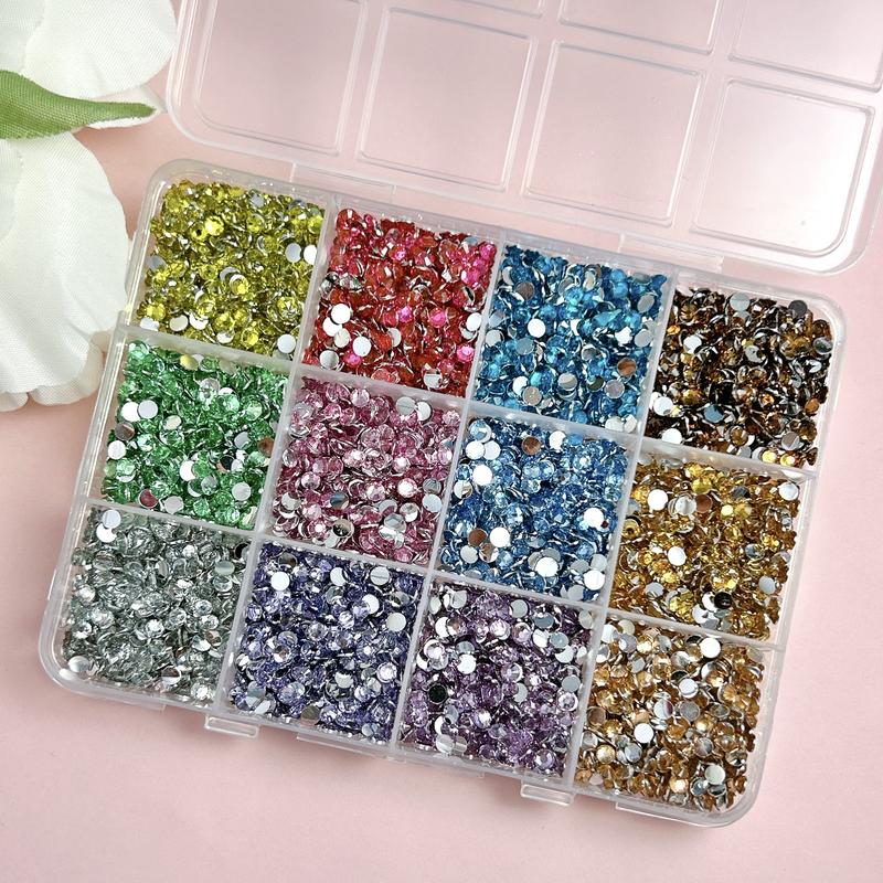 1 Set 72 Colors Shiny Flatback Rhinestones Nail Charms, Sparkly Rhinestones 3mm Multi-colors Semi-circular Resin Nail Art Gems for DIY Headphone Case Pens Glasses Nails Supplies