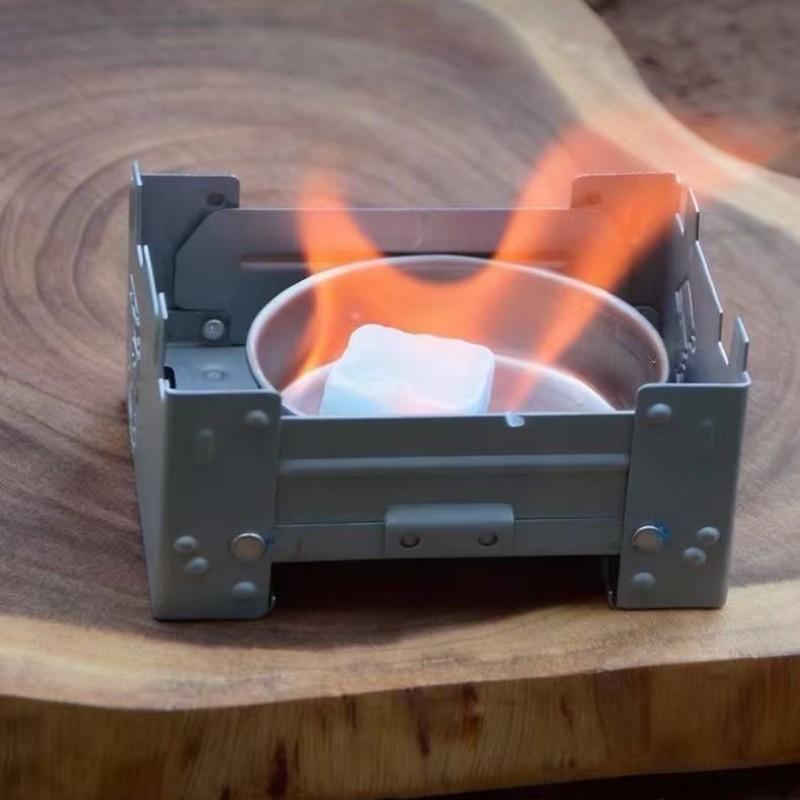 Mini Foldable Camping Stove Set, Includes Windshield & Fuel Tray, Dual Use for Firewood/wood Charcoal, Ideal for Hiking & Survival Kits