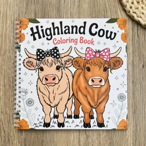 Highland Cow-Themed Creative Coloring Book, Stress-Relief Coloring For Relaxation, Enhance Creativity Spiral-Bound Coloring Journal for Daily Drawing, Daily Use & Travel, Sleep Aid Gift, Coloring Activity