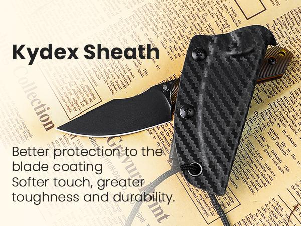 Kizer EDC Harpoon Mini 3V PEI 1040S5 - Redesigned PEI Handle with Ripple Texture Grip & Kydex Sheath for Everyday Carry