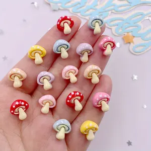 30pcs Mixed Resin Mini Colorful Mushroom Scrapbook Figurines Flat back Stone DIY Bow Christmas Decor Accessories Crafts