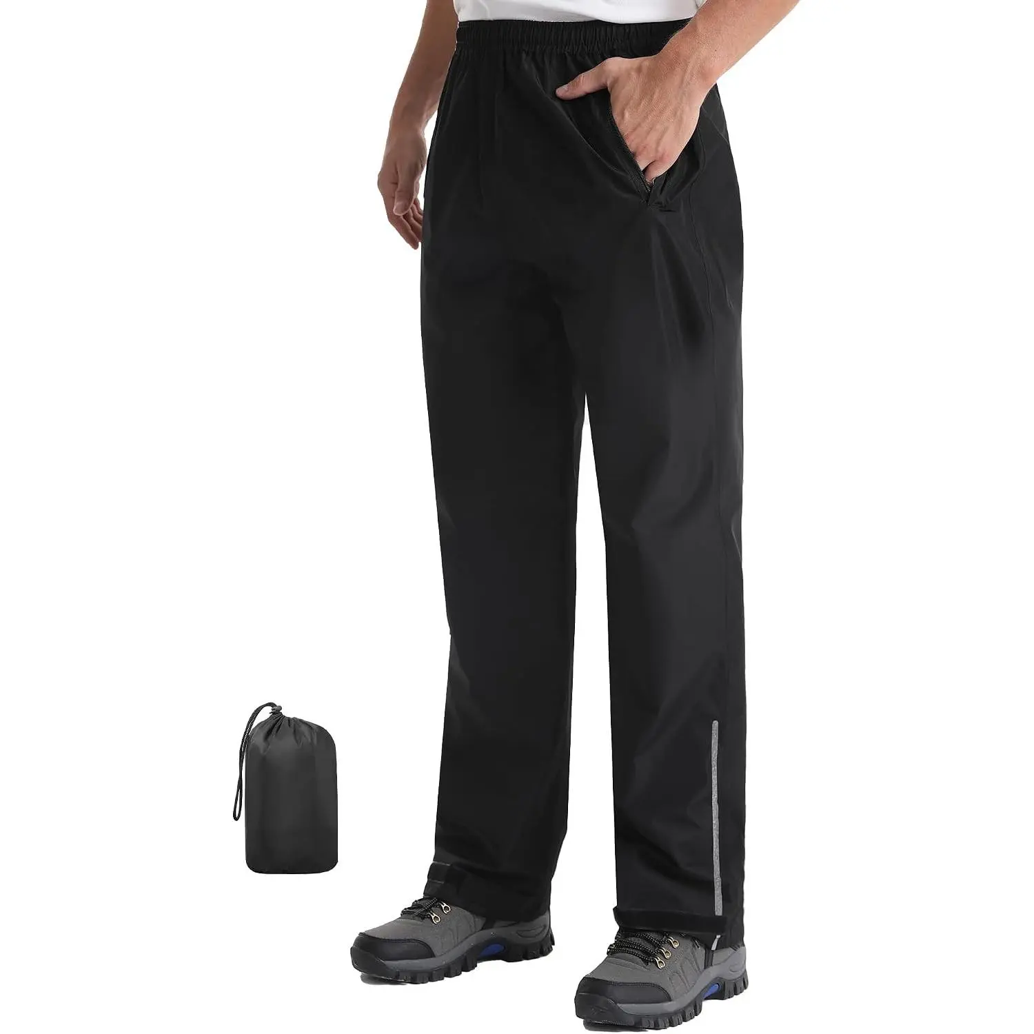 Men's Packable Waterproof Rain Pants Lightweight Windproof Over Pants for Fishing Golf Hiking(Gift)