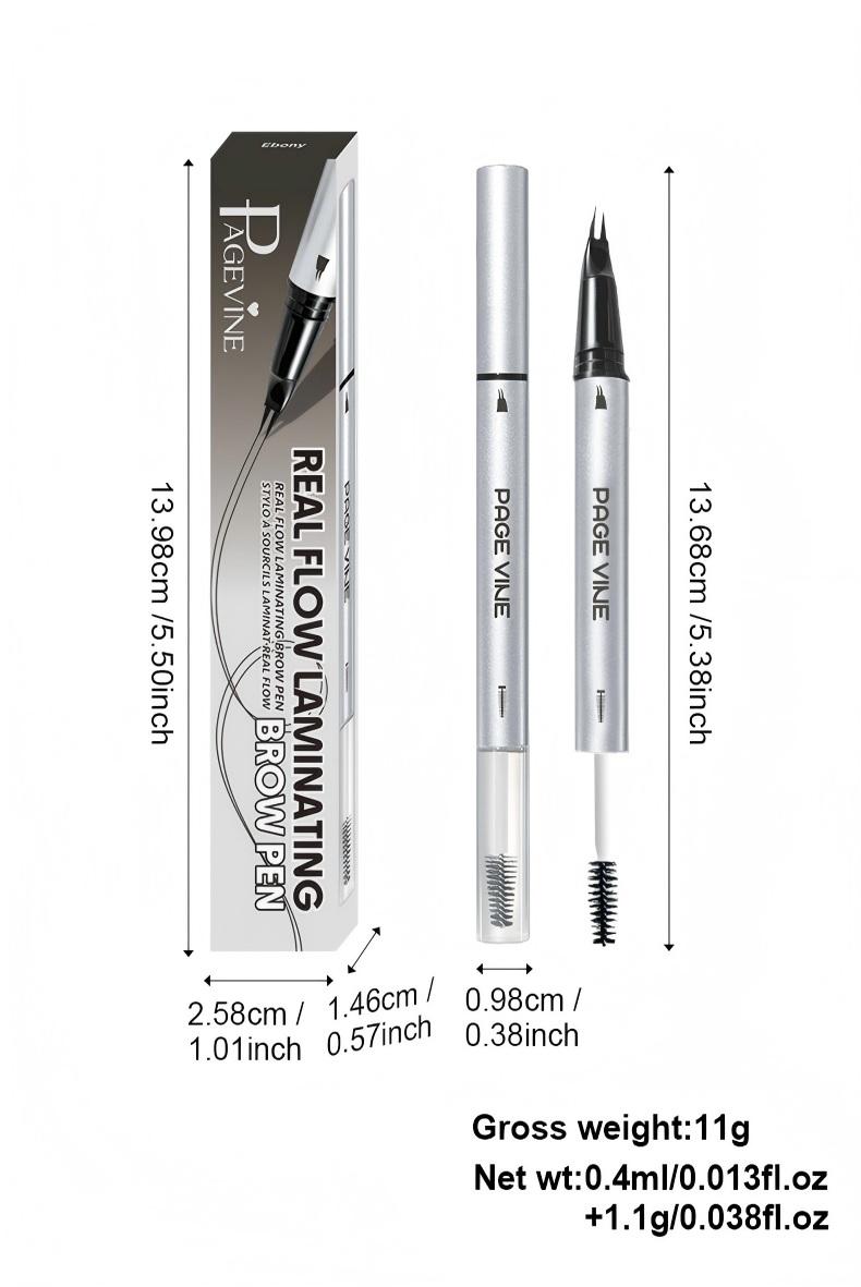 New Upgraded 2-in-1Waterproof Liquid Eyebrow Pencil Brush Set, 4 Fork Design, Long-Lasting Natural Look, Suitable for All Skin Types