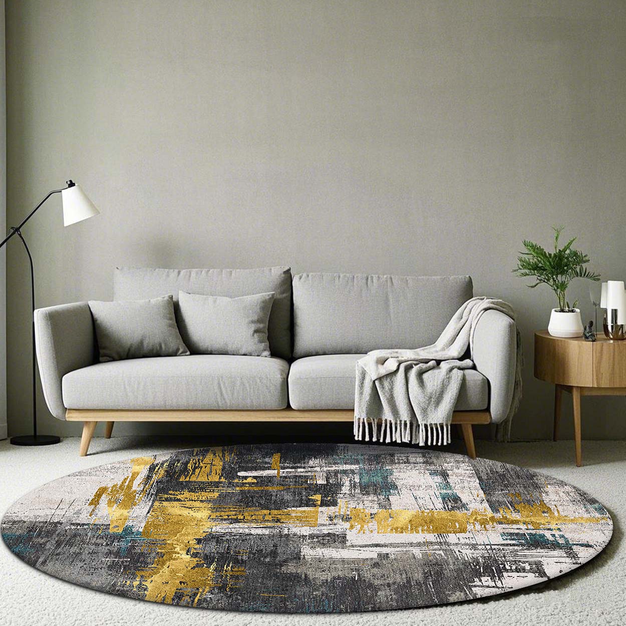 Abstract Pattern Round Rug, Modern Abstract Rug, Non-slip Soft Floor Mat, Decorative Carpet for Home Living Room Bedroom Hotel Coffee Shop