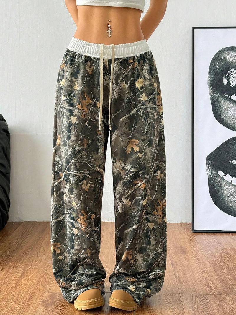 Unisex Camo Print Trousers, Casual Street Comfy Sweatpants for Daily Wear, Unisex Bottoms for Fall & Winter, Cargo Pants Women, Athleisure Pants, Casual Streetwear Pants