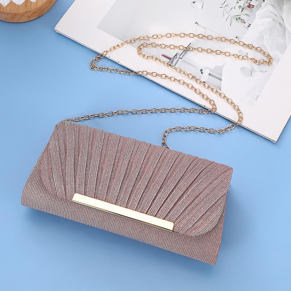 FringeFlutterSparkly Sequin Evening Bag | Pleated Chain Clutch for Prom, Wedding & Date Night