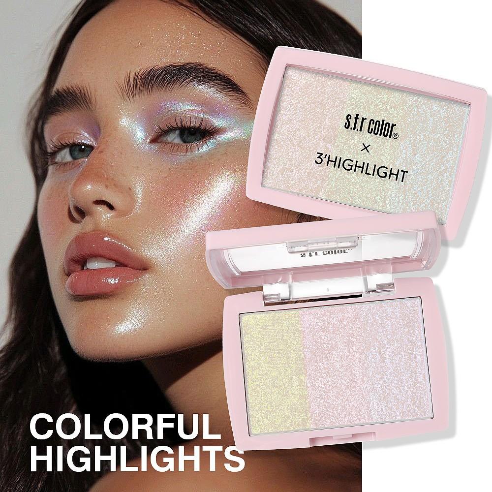 Multifunctional Three-Color Highlighter for Cheeks, Waterdrop Finish Korean Makeup, Brightening Face Illuminator, Beauty Essential