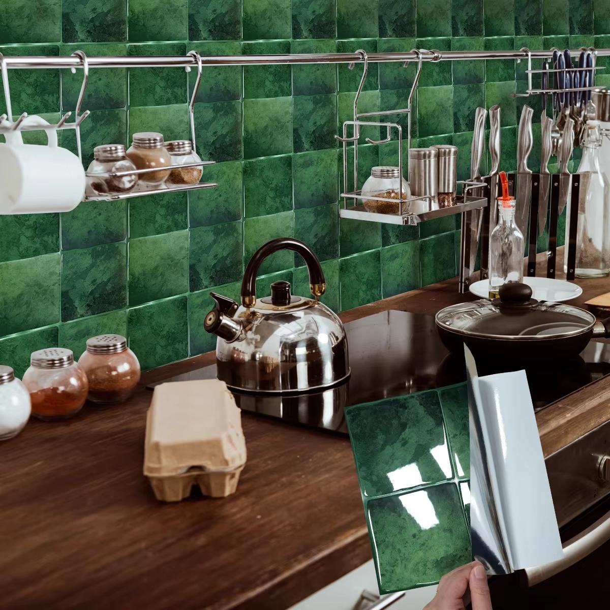 10-Sheets/20-Sheets Peel and Stick Backsplash Tiles, Kitchen Bathroom Square Self Adhesive Wall Tile, Checkerboard Mosaic Stickers