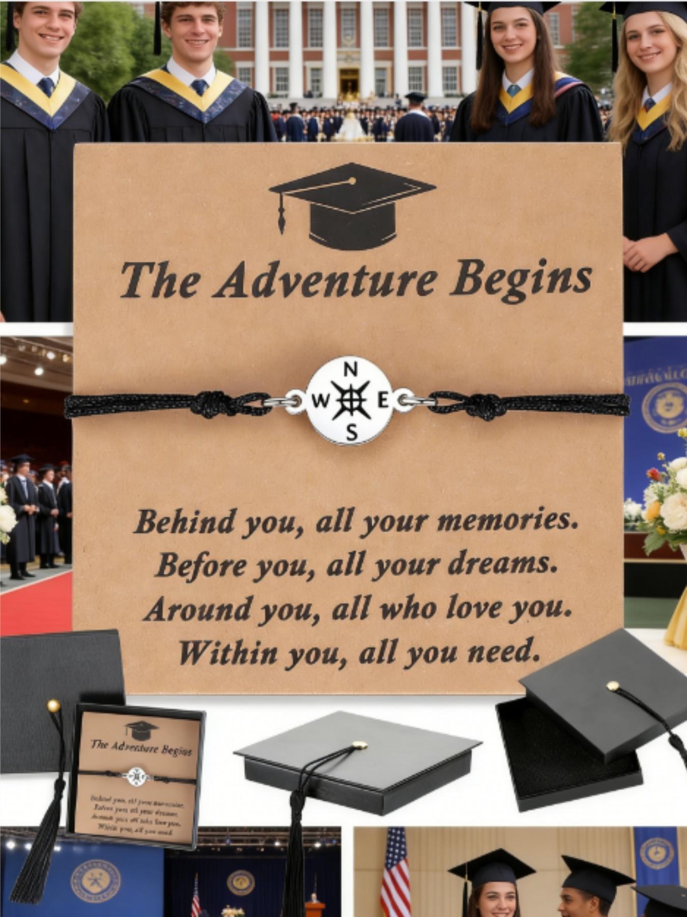 Graduation Gifts for Her Him Kindergarten Class of 2026 Cool High School College Graduation Gift 5th 8th Grade Teen Girl Boy Bracelet Women Jewelry Cards Middle School Nurse Senior Daughter Student Adjustable Cuffs