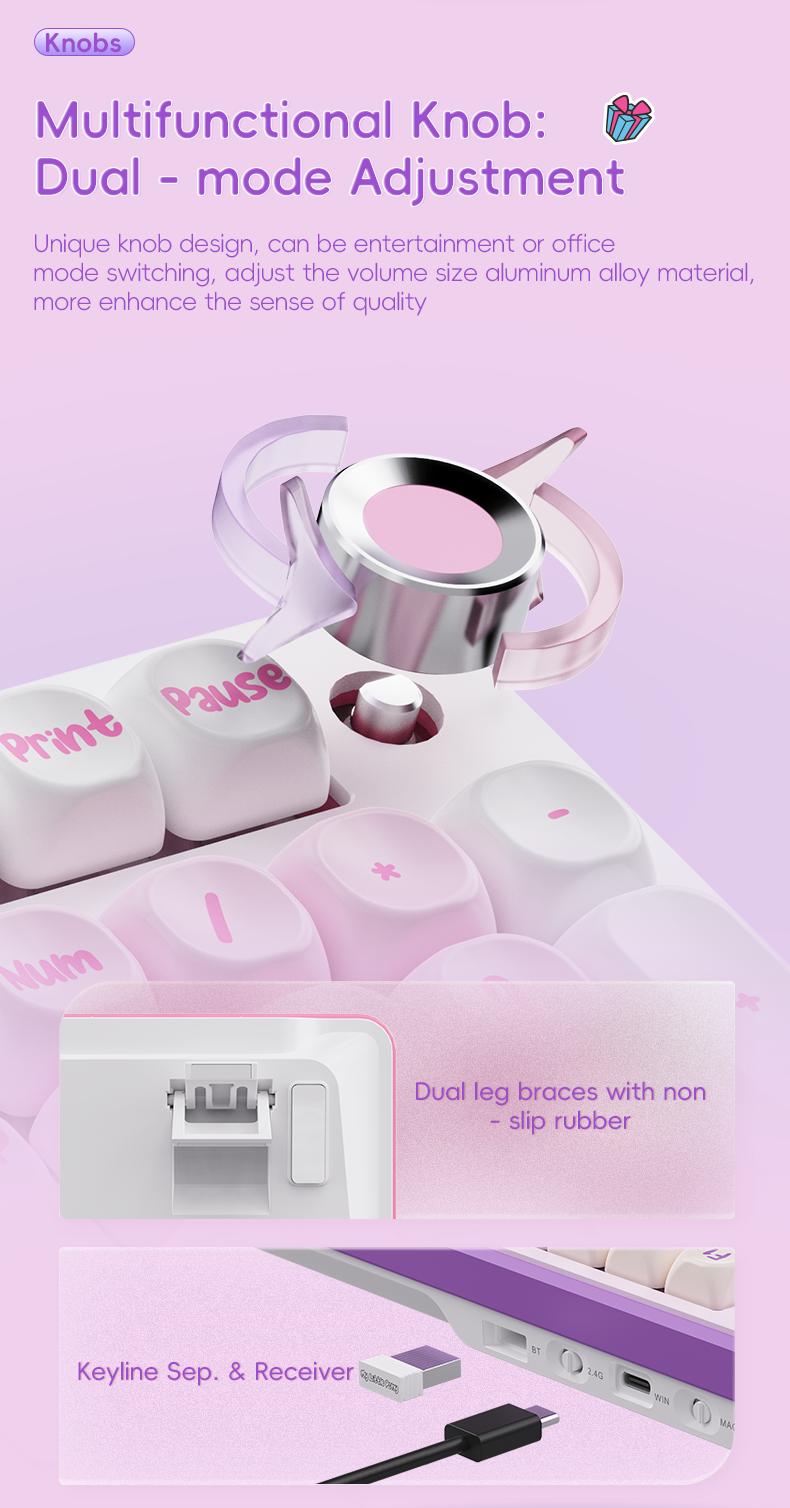 My Little Pony MLP GK01 Bluetooth wireless keyboard dual-mode pink silent keyboard mouse set high-value girls office keyboard and mouse typing game computer notebook tablet IPad pass