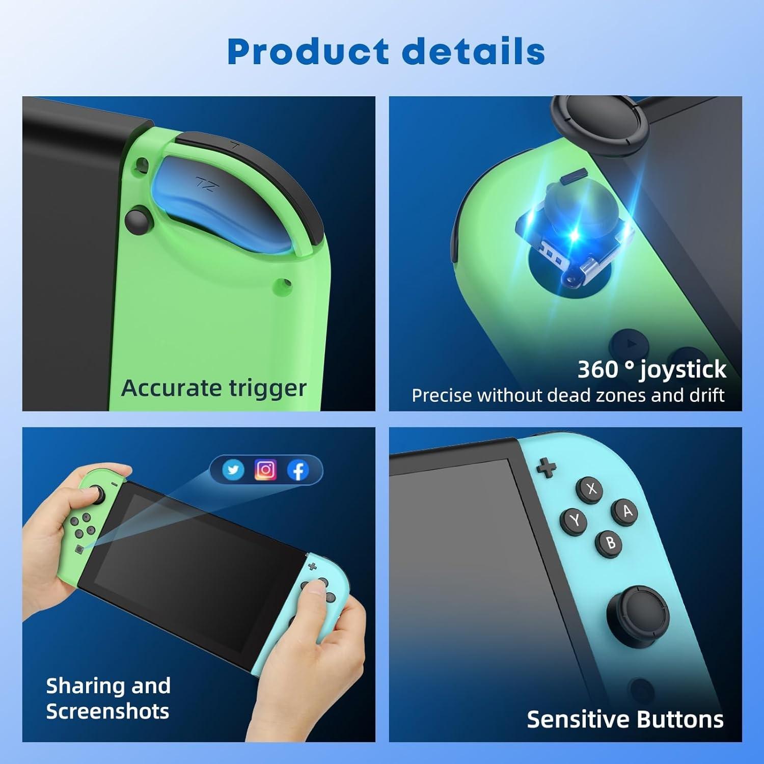 Wireless Controller for Game Handheld, Compatible with Switch Lite Oled, Dual Vibration Function, Cool Replacement Accessory, Game Pad