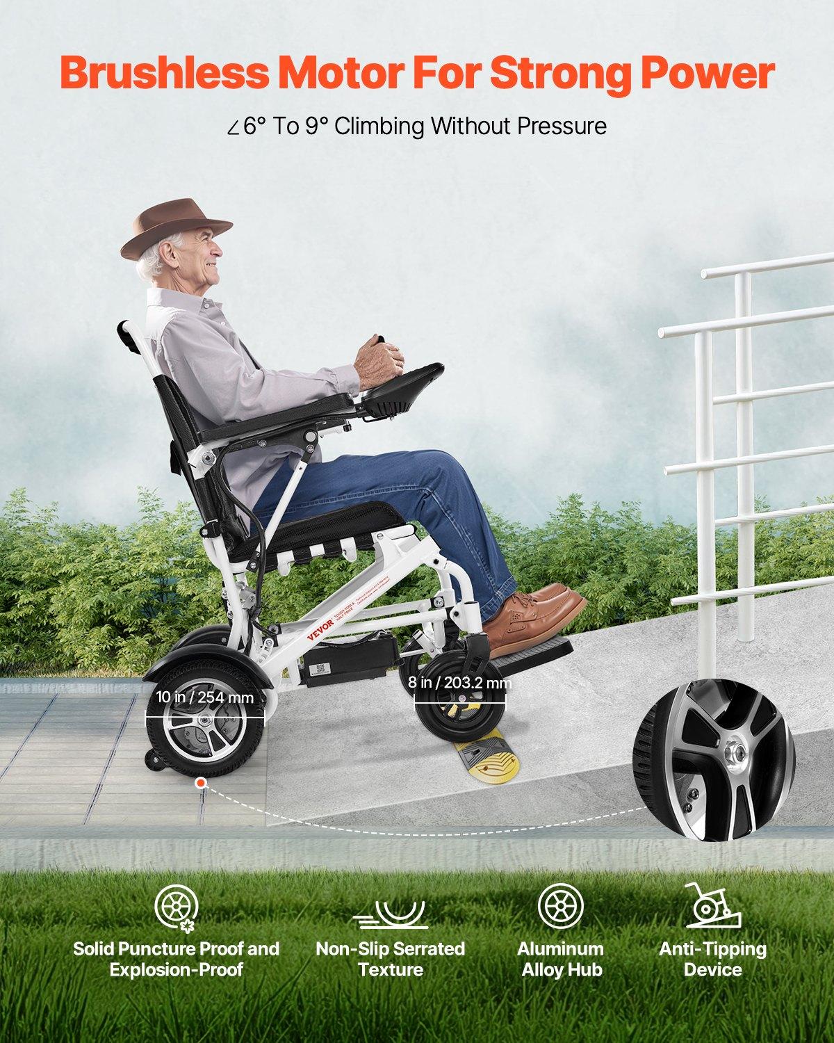 VEVOR Electric Wheelchair for Adults, 300lbs Capacity, Foldable Lightweight All-Terrain Model, 13-Mile Traveling Range, Puncture-Proof Portable 21in Seat Motorized Chair for Seniors VEVOR Electric Wheelchair for Adults, 300lbs Capacity, Foldable Lightweight All-Terrain Model, 13-Mile Traveling Range, Puncture-Proof Portable 21in Seat Motorized Chair for Seniors