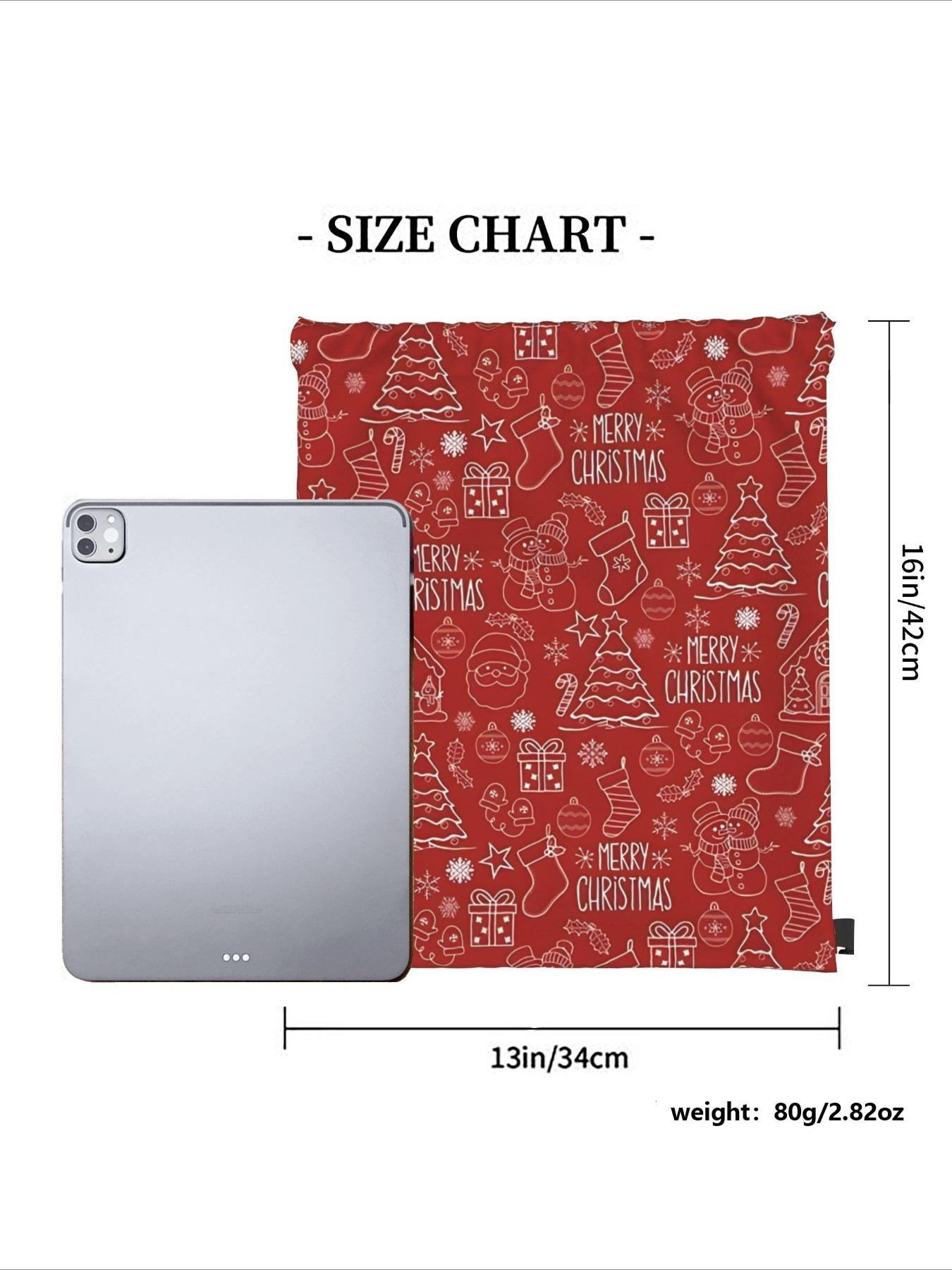 Christmas Backpack with Drawstring Closure, & Snowflake Design, Durable for Gym, School, Travel, Perfect Gift