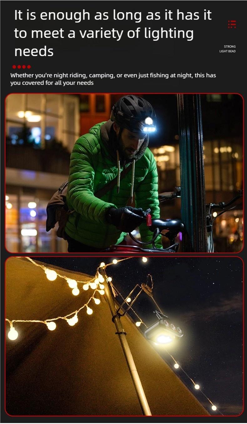 Headlamp Fishing Hat Clip Light Induction Night Fishing Lamp Long Battery Life Headband Illumination Strong Light Rechargeable Super Bright