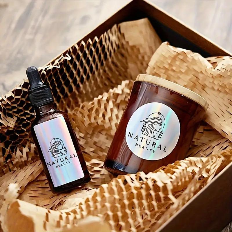 Holographic Silver Thermal Sticker Label, 500pcs/roll 2.25 Inch x 1.25 Inch Printable Sticker Label, Self Adhesive Label Sticker for DIY Decoration, Customizable Stickers