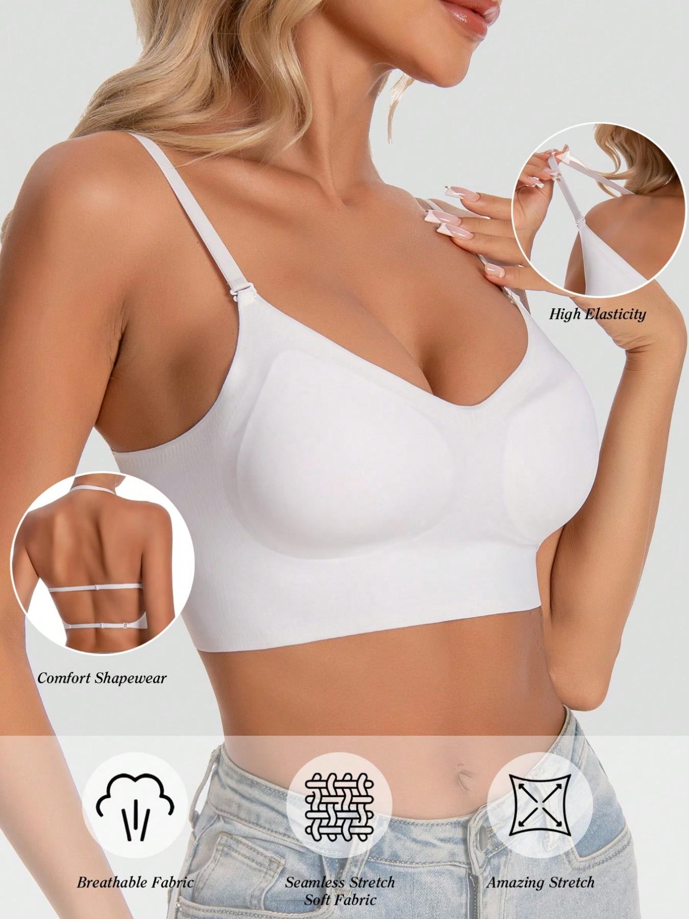 Women's Seamless Backless Bra, Multi-Strap Convertible Strap Wireless Push-Up Bra, Suitable for Wedding Dresses and Party Gowns