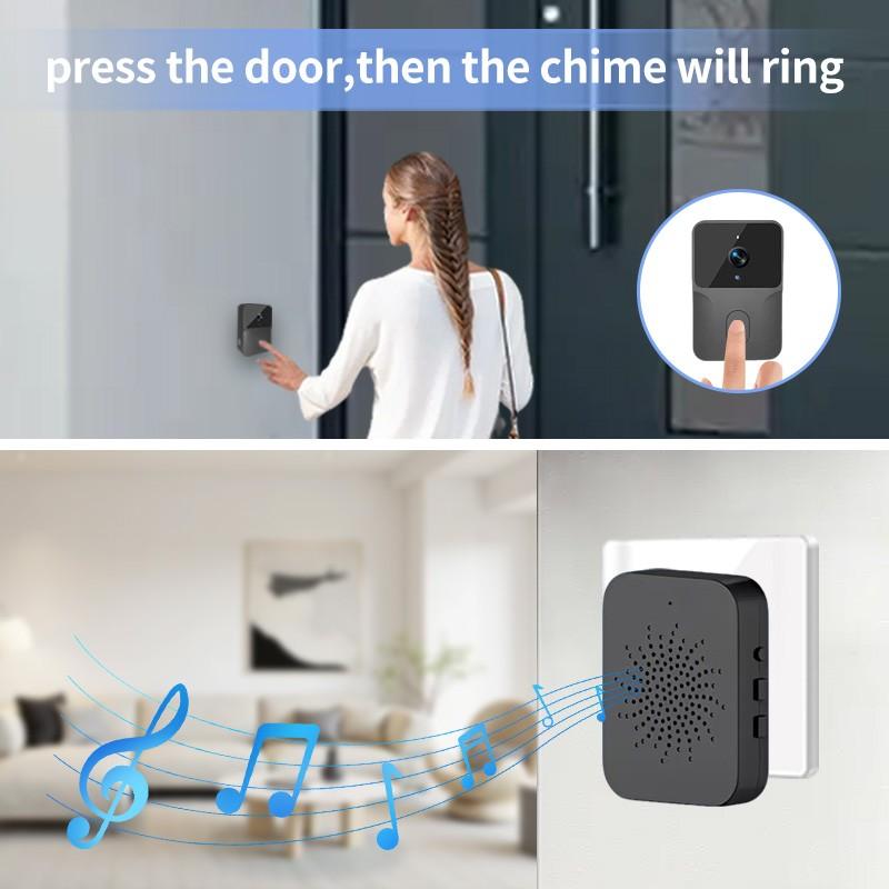 Mini 2.4g WiFi Doorbell with Camera, Smart Home Security Camera, Two-Way Voice, Remote Viewing, Night Vision, Rechargeable Battery