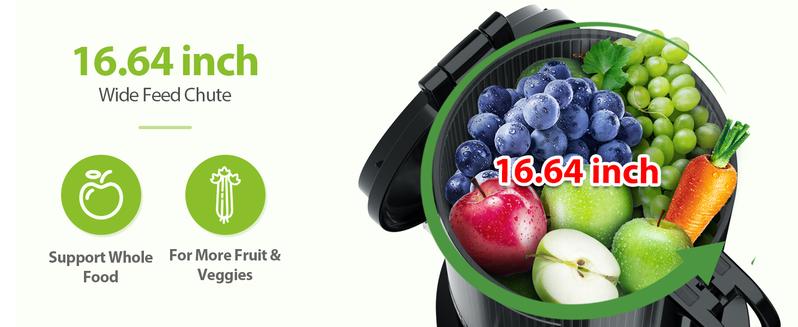 Aeitto Max5 Juicer, Cold Press Juicer with 5.8" Large Feed Chute,1.7L Large Capacity, 250W Whole Masticating Juicers for Vegetable and Fruit, High Juice Yield, Easy to Clean with Brush, Ice Fruit, BPA-Free, Smart recipes App Aeitto Max5 Juicer, Cold Press Juicer with 5.8" Large Feed Chute,1.7L Large Capacity, 250W Whole Masticating Juicers for Vegetable and Fruit, High Juice Yield, Easy to Clean with Brush, Ice Fruit, BPA-Free, Smart recipes App