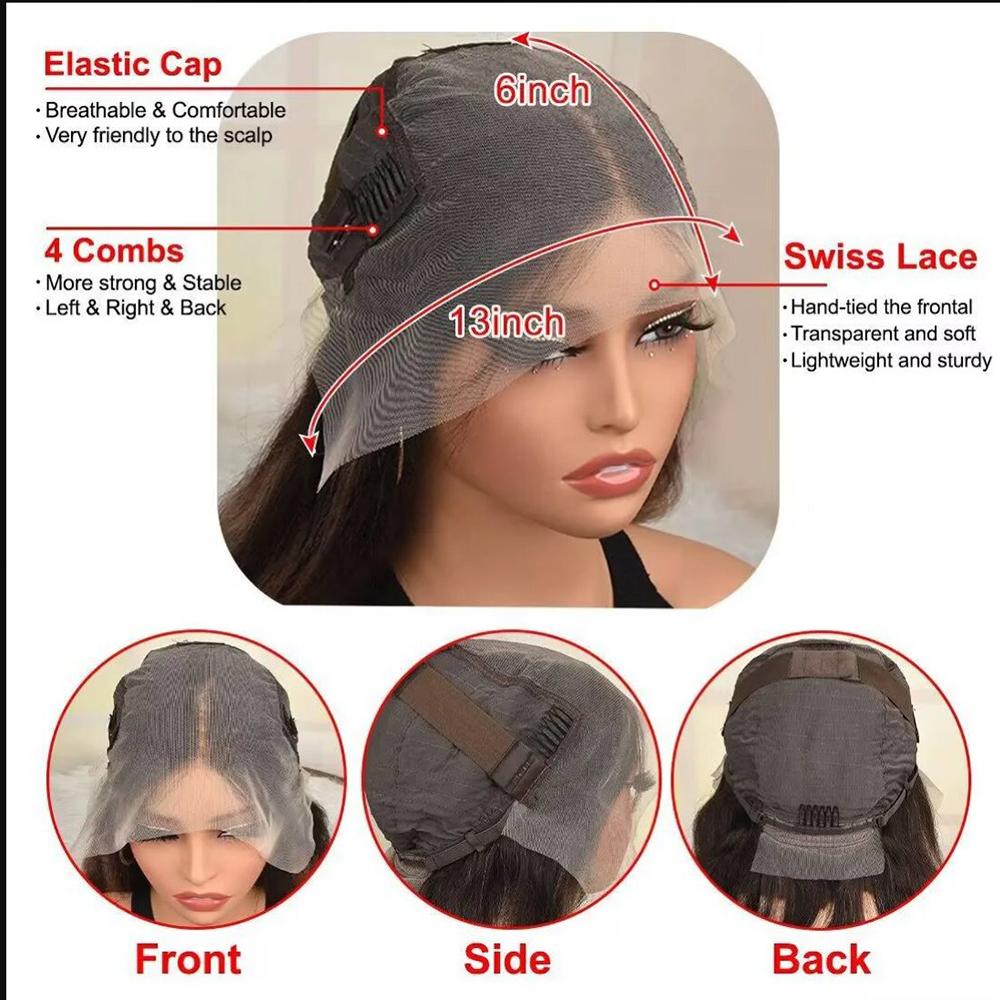 Ombre Ash Blonde Body Wave Lace Frontal Wig Virgin Human Hair Wig 13X6 HD Transparent Lace With Elastic Strap 180% Density Highlight Ash Blonde Milk Tea Colored Wig Natural Hairline For Woman