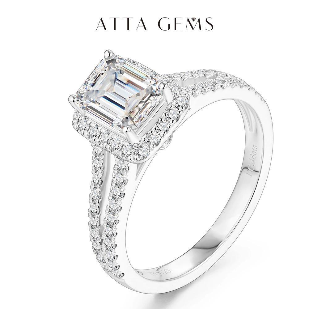 Halo Synthetic Moissanite Ring 1CT D Color for Women Birthday Gift Engagement Wedding Fine Jewelry R008