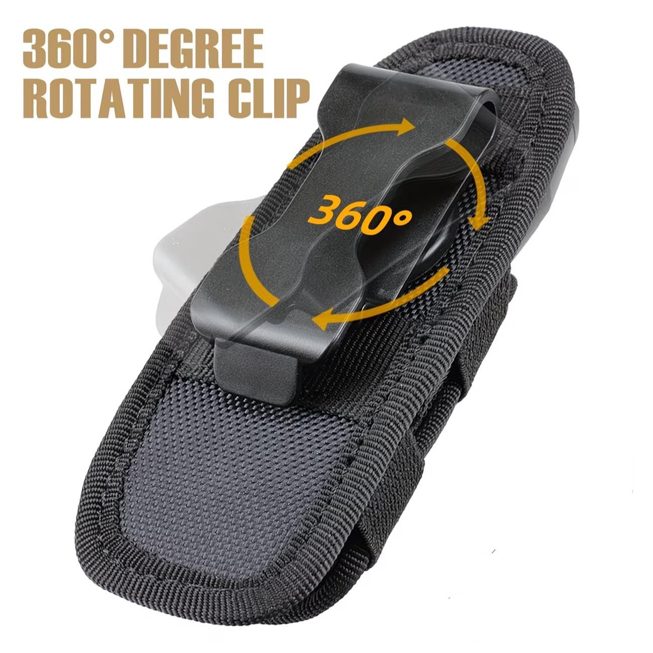 Tactical Flashlight Case with 360° Rotatable Belt Clip, Mobile Flashlight Mount for Shoulder, Thigh, Arm, and Waist
