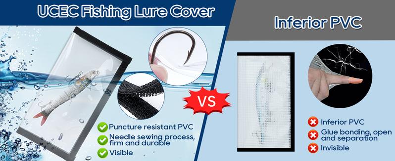 UCEC Fishing Lure Wraps, Fishing Hook Covers, Lure Shield, Keeps Fishing Safe, Premium Clear Puncture-Resistant PVC, Easily See Lures Fishing Lure Covers Bait Storage, 4Large 7.87"L x 3.94"W (4Pcs 4L)