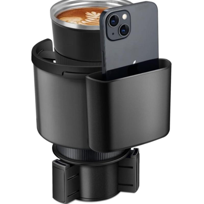 Car Cup Holder Expander Set, Adjustable Base, Fits Yeti 24/36/46oz, Hydroflask 32/40oz, 2.7"-4.2" Water Bottles, Phone & Cup Holder