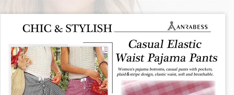 ANRABESS Womens Striped Gingham Pants 2025 Pajama Lounge Boxer Pants Cute Comfy PJ Bottoms with Pockets Fall Y2K Outfits