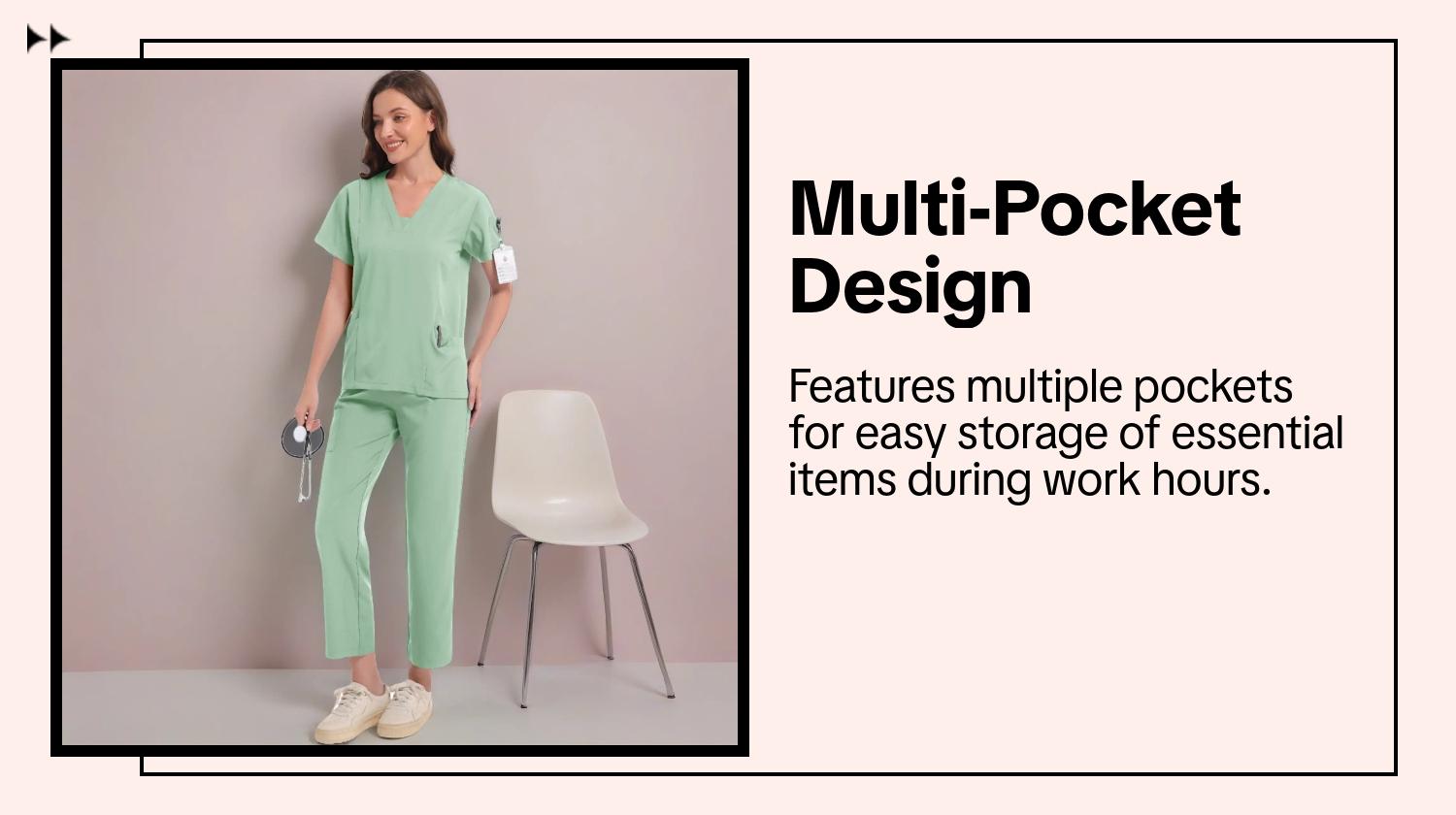 Summer High Elastic Breathable Polyester V-Neck Multi-Pocket Medical Workwear Scrubs Uniform Suit Uniforms Set, Simple Solid Short Sleeve, Suitable for Nurses, Dentists, Spa, Beauty Salons