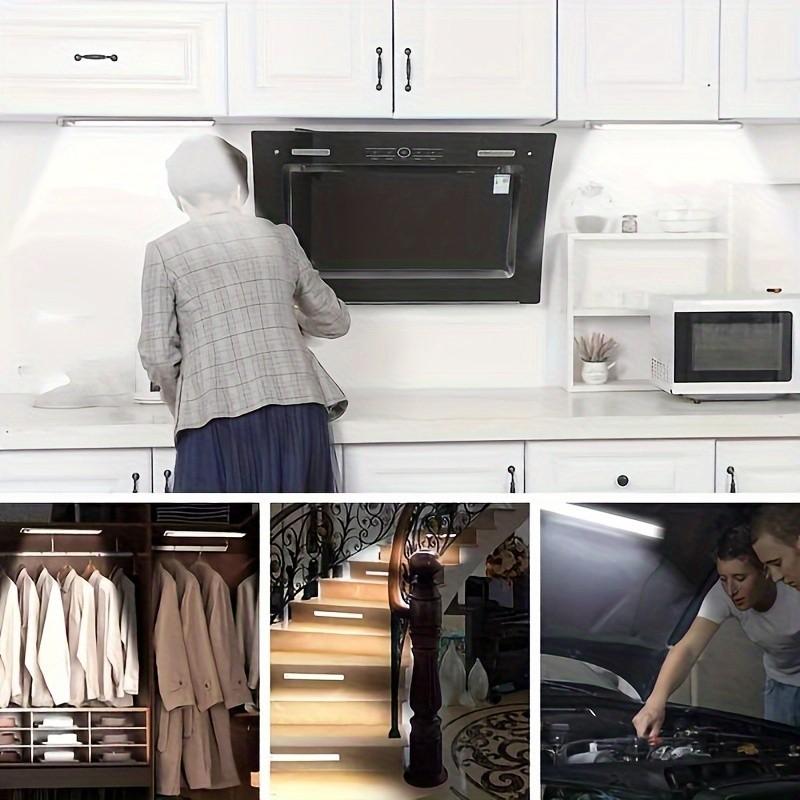 Three-Color Smart Sensor Cabinet Light, Wireless Under-Cabinet Lamp, 3 Bright Modes, Ideal for Kitchen, Hallway, Stairs, Entryway
