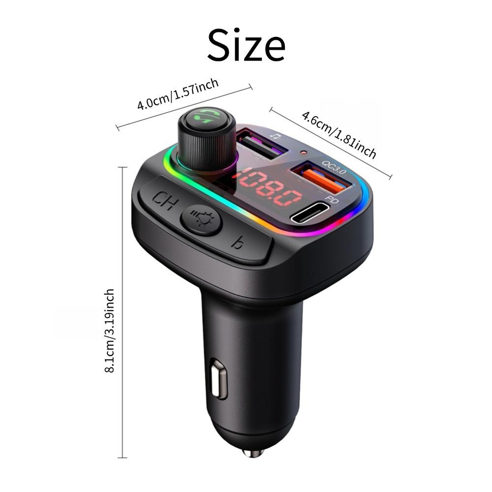 Car BT Fm Transmitter, Wireless Mp3 Player, Handsfree Call, USB a Type-C Phone Charger, Mp3 Music Player Car Adapter, Universal Car Adapter